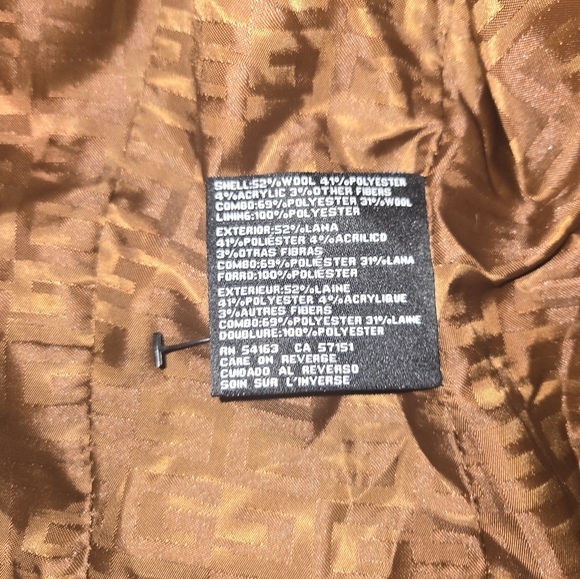 Guess Long Wool Blend Brown Buttoned Winter Women's Coat Large - Picture 6 of 10